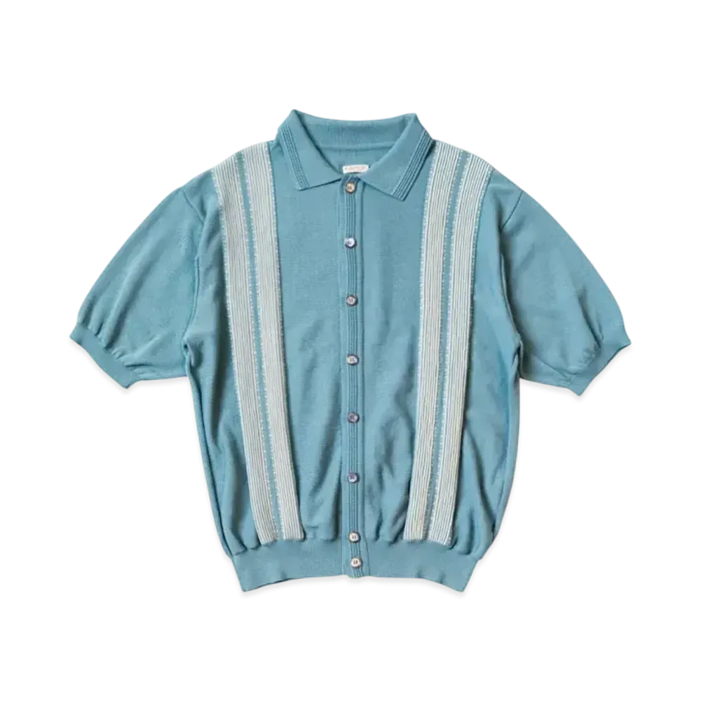 KAPITAL 14G Cotton Knit Oyster Aloha Polo "Turquoise"