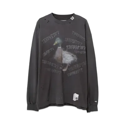 Maison MIHARA YASUHIRO Duck Print Distressed LS T-shirt "Black"