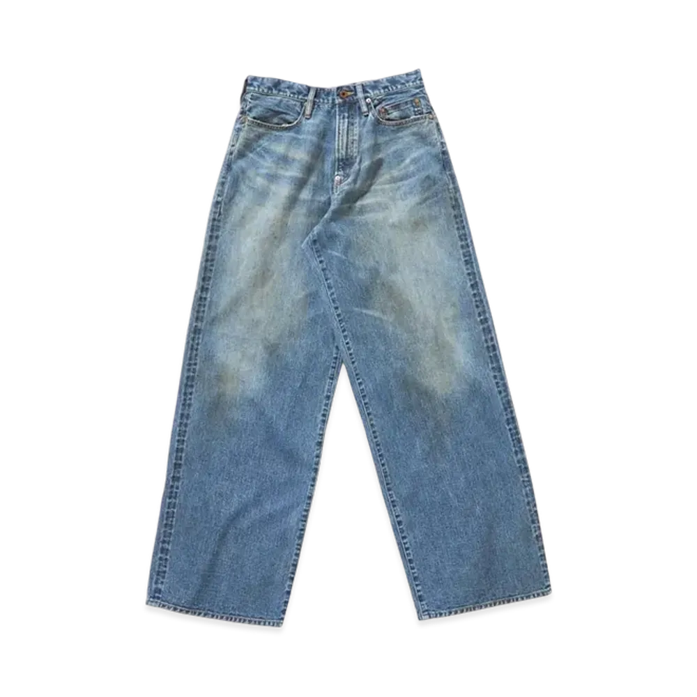 SUGARHILL Faded Modern Denim Pants Wide Cut "Faded Indigo"