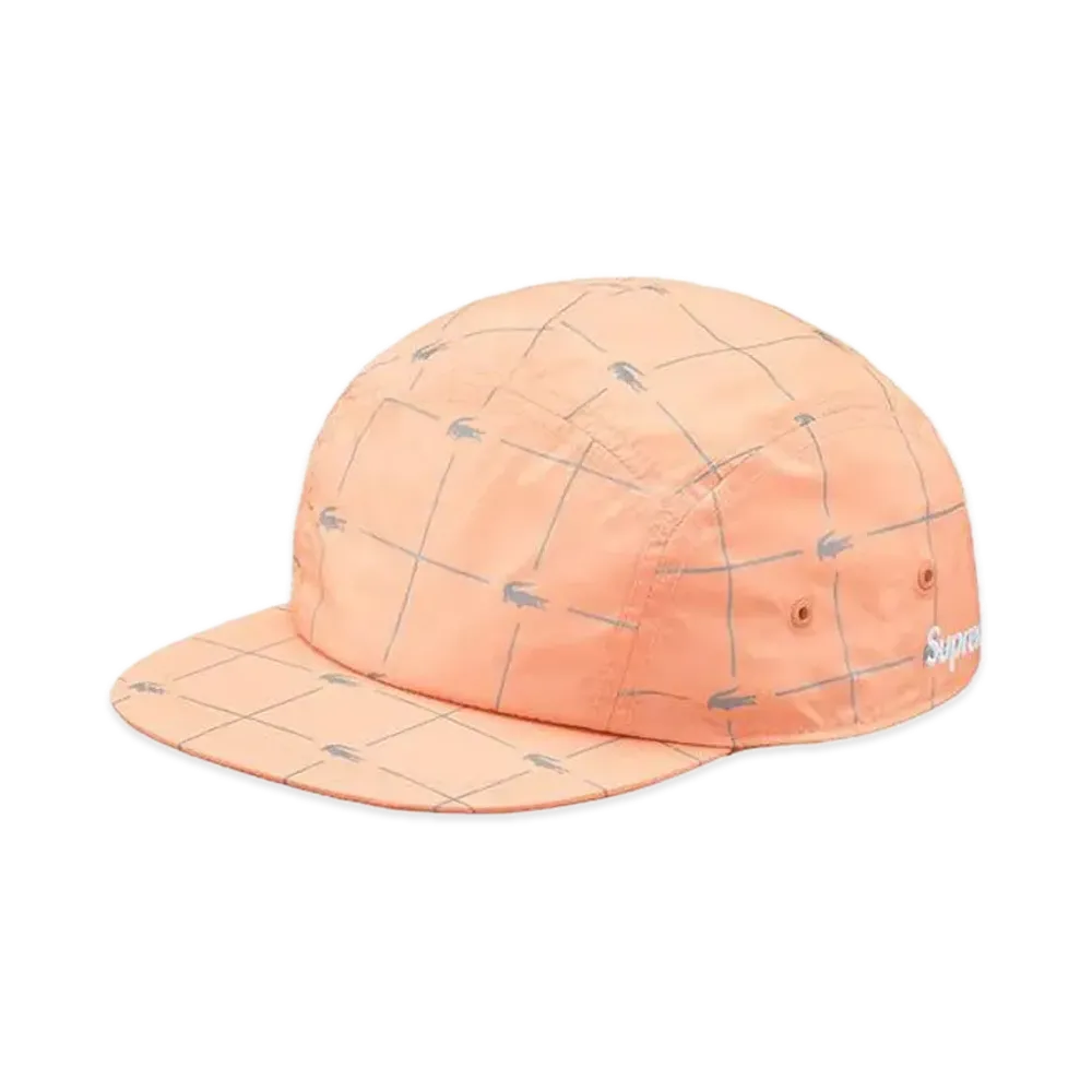 Supreme x LACOSTE Reflective Grid Nylon Camp Cap "Peach"