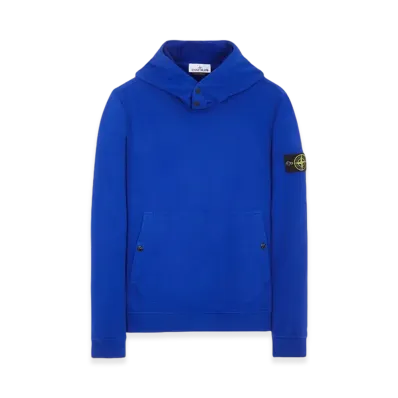 Stone Island 61720 Brushed Cotton Fleece Garment Dyed Crewneck Hooded Sweatshirt - 23FW "Ultramarine Blue"
