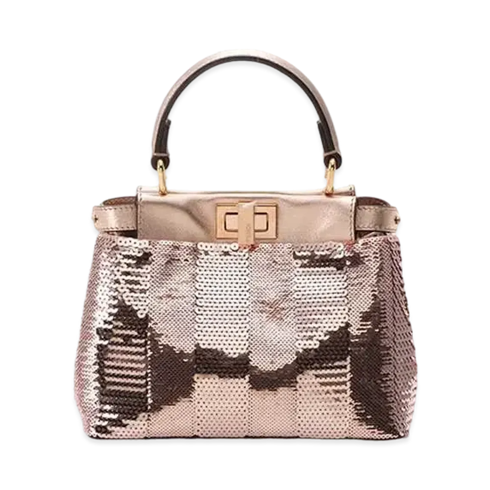 FENDI Peekaboo XS Sequins Leather Metalic Pink"