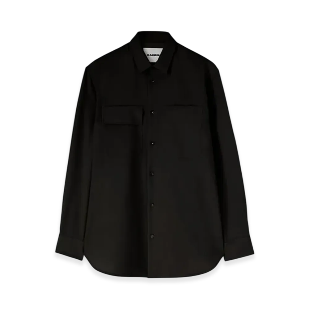 Jil Sander Lightweight Wool Gabardine Shirt "Black"