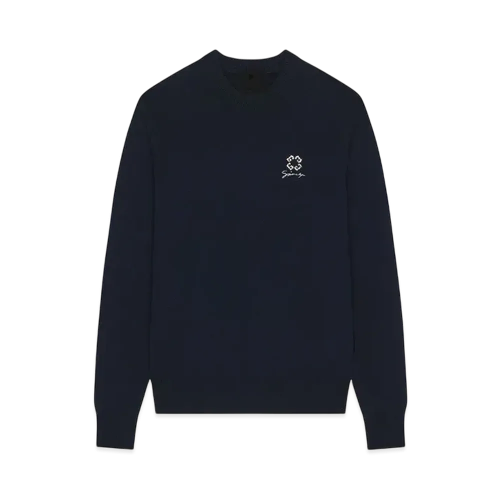 GIVENCHY Sweater In Wool Cashmere and Crystals With 4G Detail "Dark Blue"