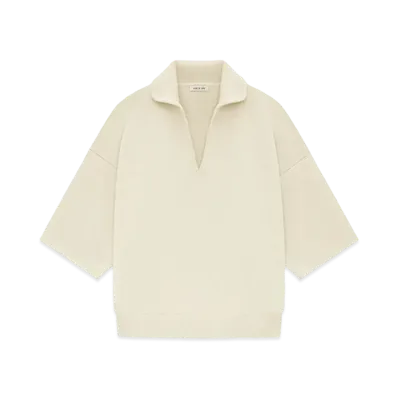 FEAR OF GOD ESSENTIALS Merino Short Sleeve Polo Sweater "Lemon Cream"