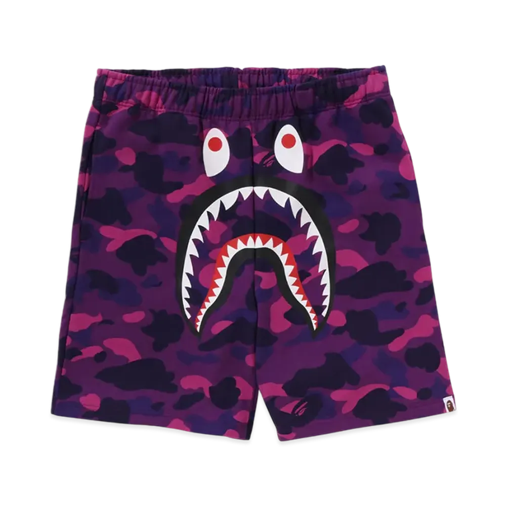 A BATHING APE Color Camo Shark Sweat Shorts "Purple"