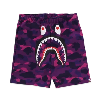 A BATHING APE Color Camo Shark Sweat Shorts "Purple"