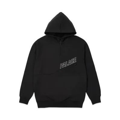 PALACE SLANT 1/4 ZIP HOOD "Black"