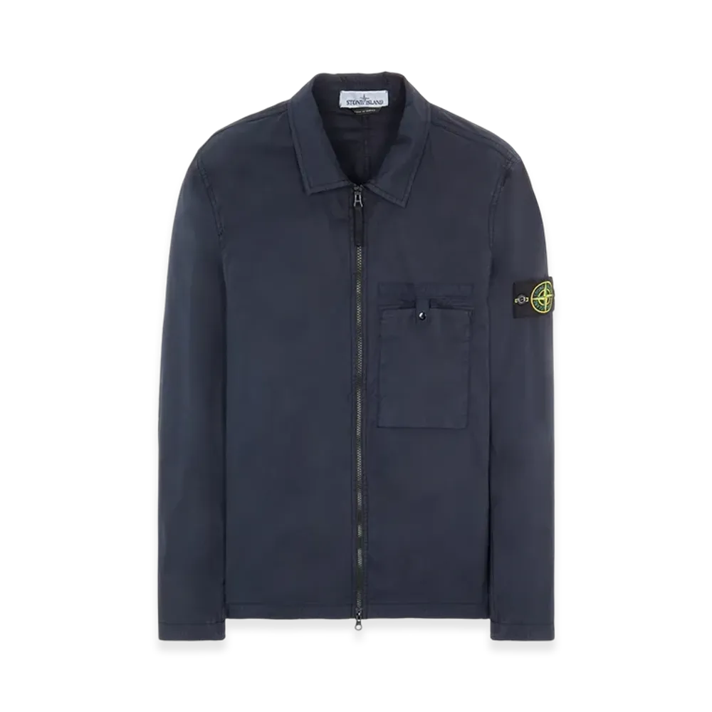 Stone Island 12619 Supima Cotton Twill Stretch-TC Garment Dyed Overshirt - 22SS "Navy Blue"