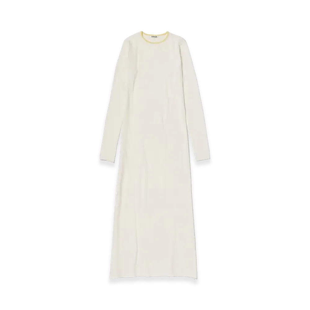 AURALEE Women's Hard Twist High Gauge Wool Silk Knit Dress "White"