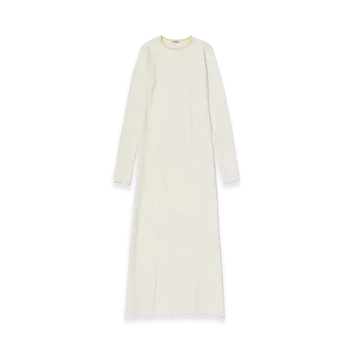AURALEE Women's Hard Twist High Gauge Wool Silk Knit Dress "White"
