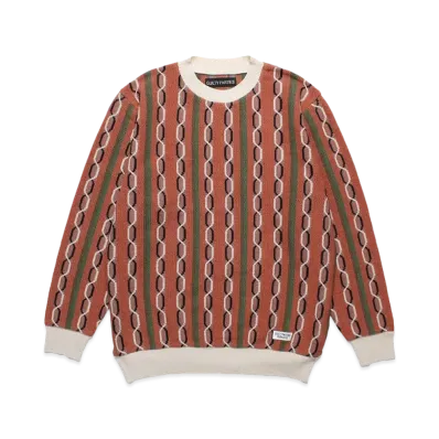 WACKO MARIA Striped Jacquard Knit Sweater (Type-1) "Brown"