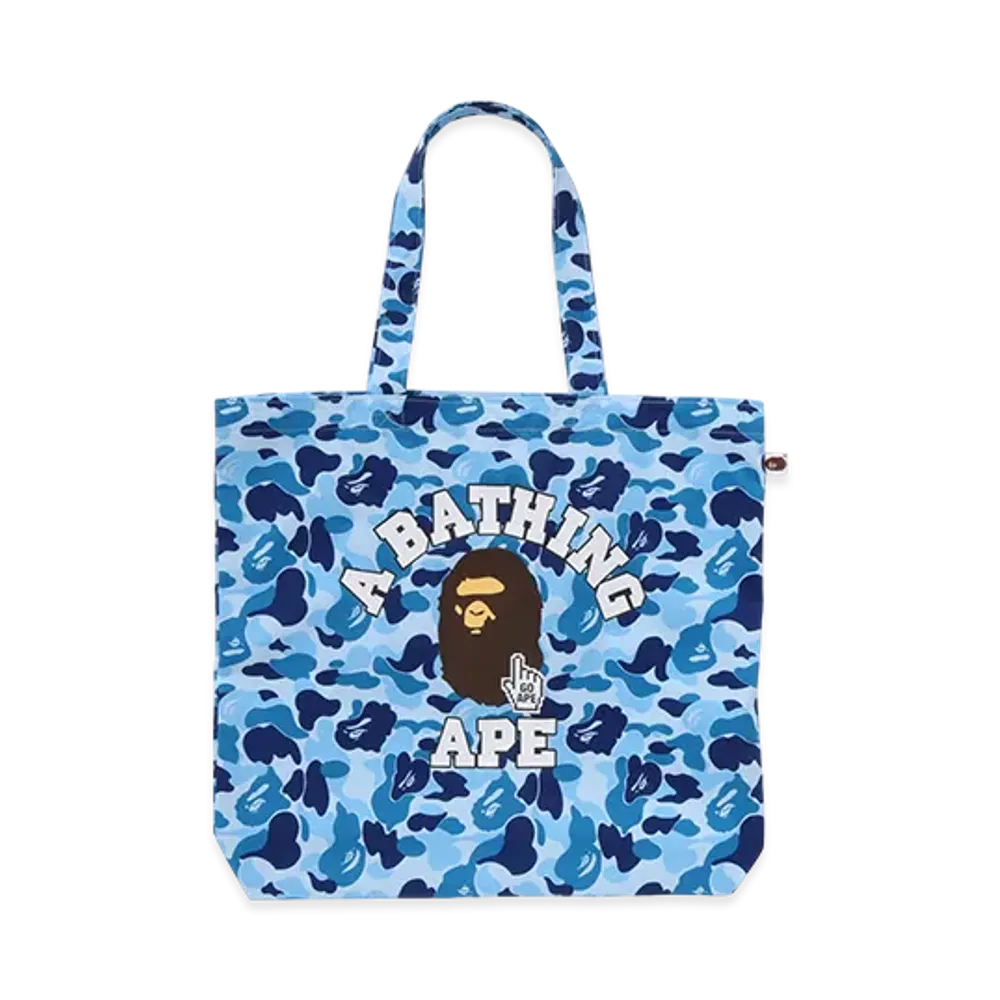 A BATHING APE Bape Camo Go Ape Pointer College Tote Bag "Blue"