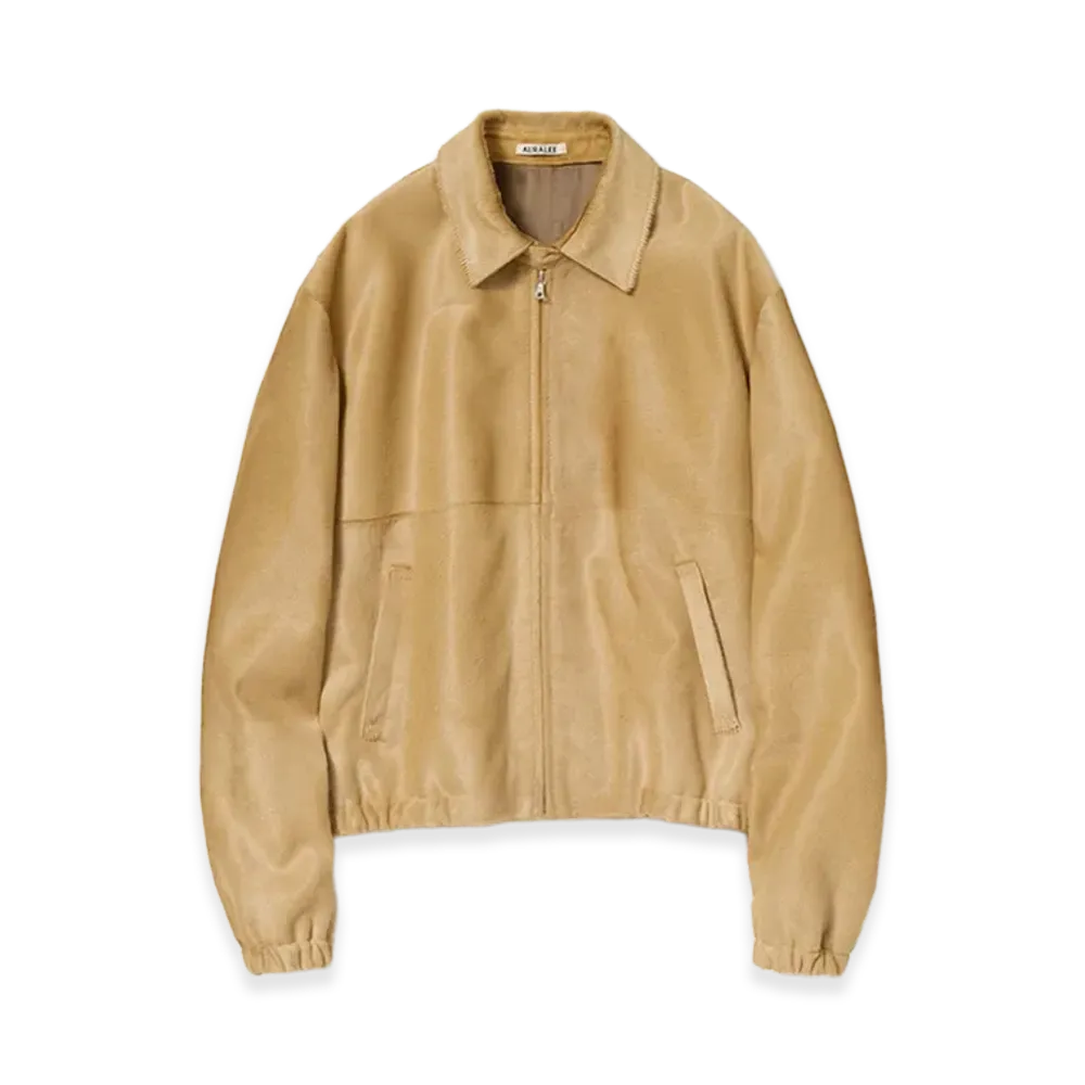 AURALEE Women's Calf Hair Zip Blouson "Beige"