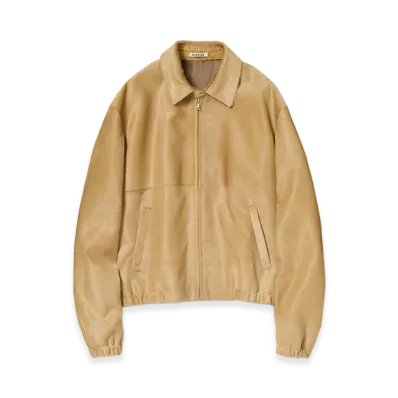 AURALEE Women's Calf Hair Zip Blouson "Beige"