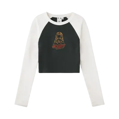X-Girl Face Raglan L/S Tee "Charcoal"