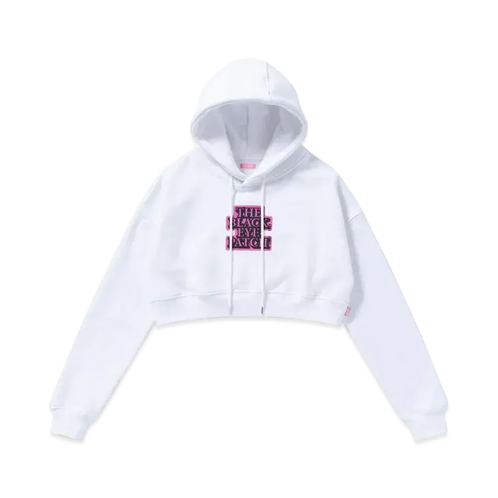 BlackEyePatch OG Label Cropped Hoodie "White"