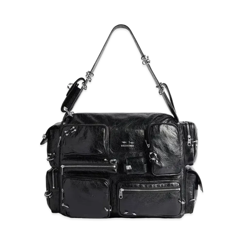 BALENCIAGA Superbusy Large Sling Bag with Piercings "Black"