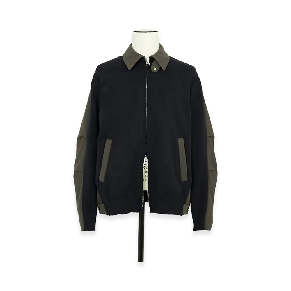 sacai Weathercloth Knit Blouson "Navy/Khaki"