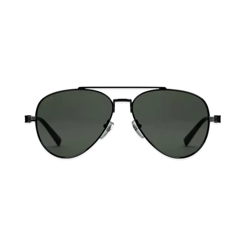 GUCCI Aviator Frame Sunglasses "Shiny Black"