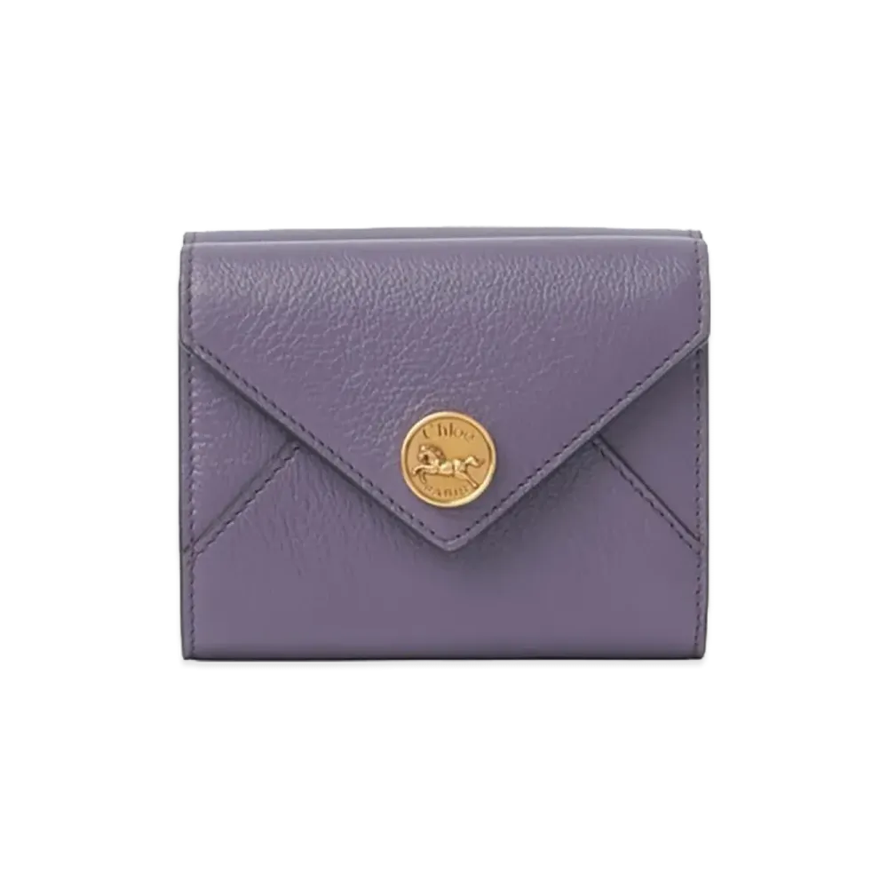 Chloe Envelope Grain Leather Small Trifold Wallet "Shadow Purple"