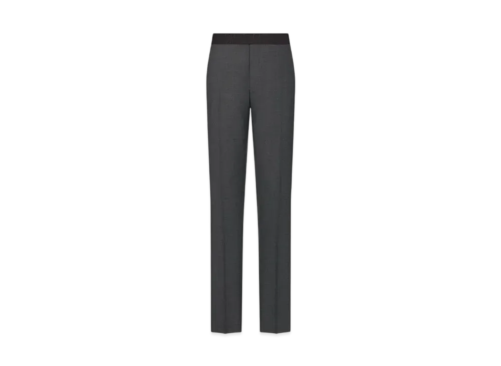 Dior Pants with Dior Oblique Waistband Wool and Mohair Twill "Gray"