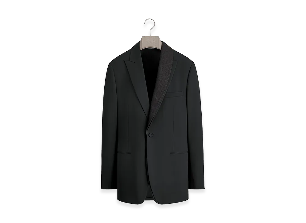 Dior Oblique Virgin Wool Twill Asymmetric Jacket "Black"