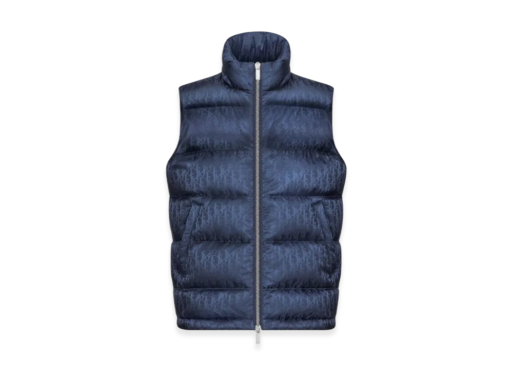 Dior Oblique Sleeveless Down Jacket Technical Jacquard "Blue"