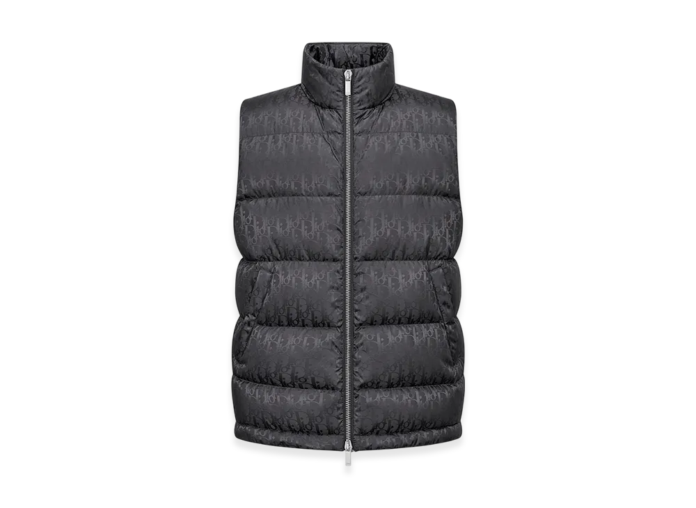 Dior Technical Jacquard Oblique Down Vest "Gray"