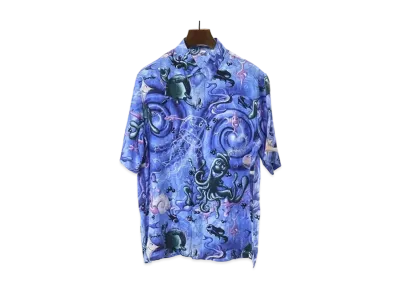 Dior x Kenny Scharf Men's Shirt Silk and Cotton Jacquard "Blue"