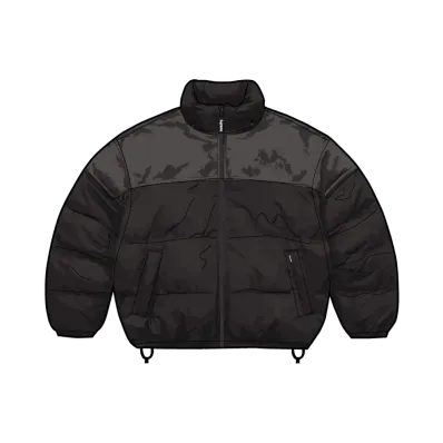Supreme Leather Yoke Puffer Jacket "Black"