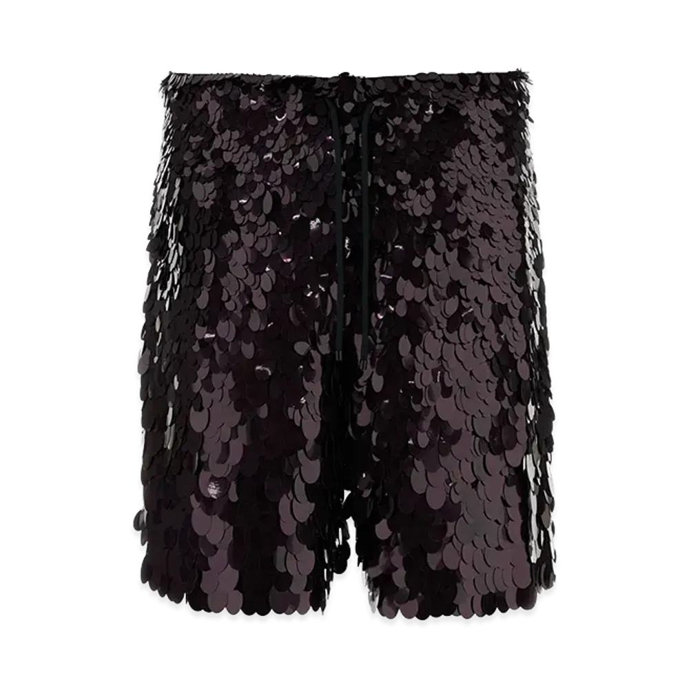 DRIES VAN NOTEN Embellished Crepe Piperi Bermuda Shorts "Bordeaux"