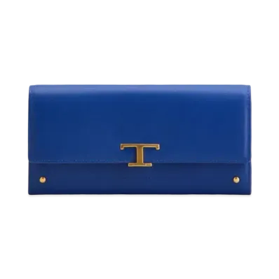 TOD'S T Timeles Leather Wallet "Blue"