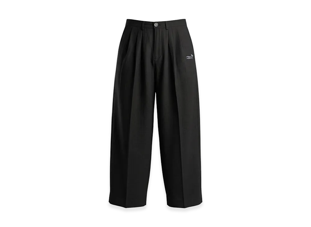 FEELS. Linen Two-Tucked Slacks "Black"