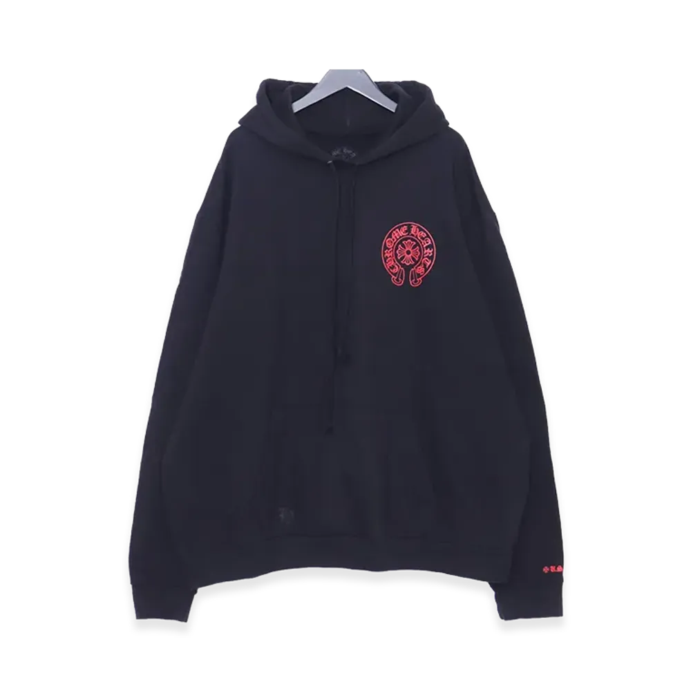 Chrome Hearts Back Horse Shoe Logo Glitter Print Hoodie Online Exclusive "Black/Red"