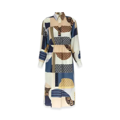 FENDI Women's Patchwork Silk Dress "Multicolor"