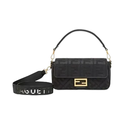 FENDI Baguette FF Canvas Bag "Black"
