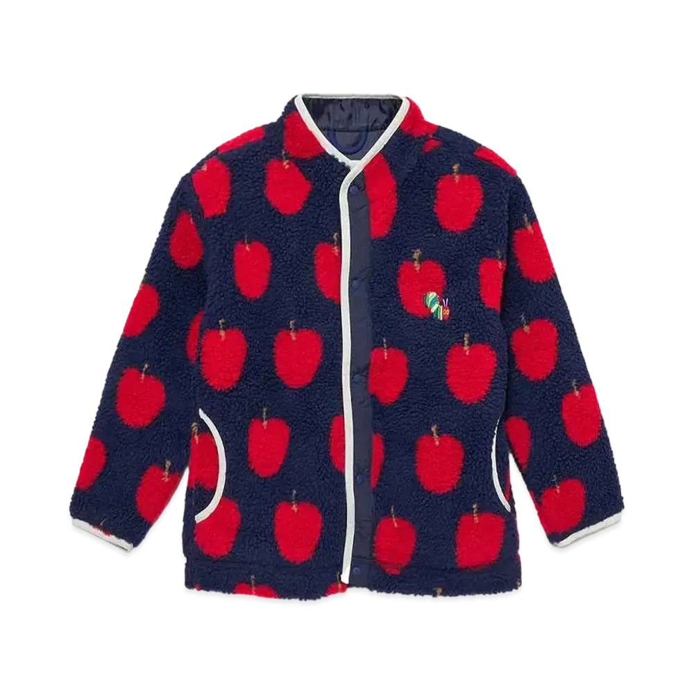 graniph x Eric Carle Apple Pattern Kids Boa Jacket "Navy"
