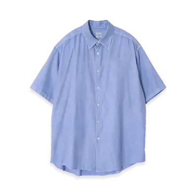 YOKE Cotton Silk Twill Garment-Dyed Loosed Shirt "Blue"