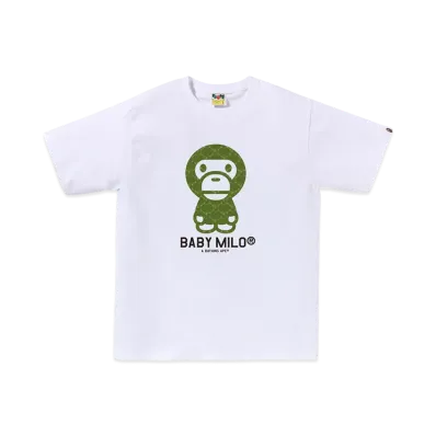 A BATHING APE College Monogram Baby Milo Tee "White/Green"