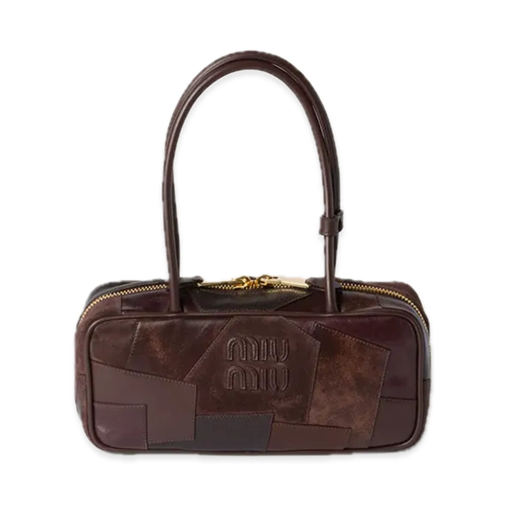 MIU MIU Bow Leather Patchwork Bag "Brown"