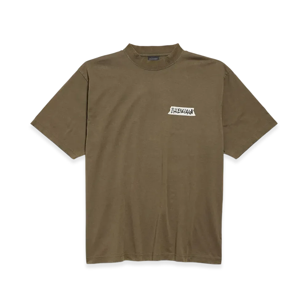 BALENCIAGA Masking Tape T-Shirt Medium Fit "Khaki"