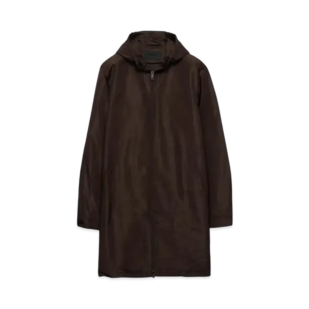 PRADA Men's Silk Overcoat "Dark Brown"
