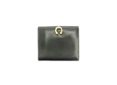 GUCCI W Hook Wallet Horseshoe Leather "Black"