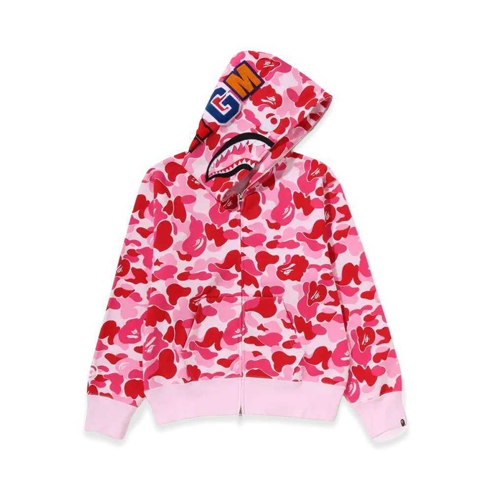 A BATHING APE Women's ABC Camo Shark Full Zip Hoodie "Pink"