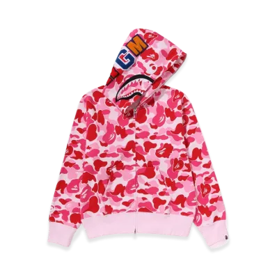 A BATHING APE Women's ABC Camo Shark Full Zip Hoodie "Pink"