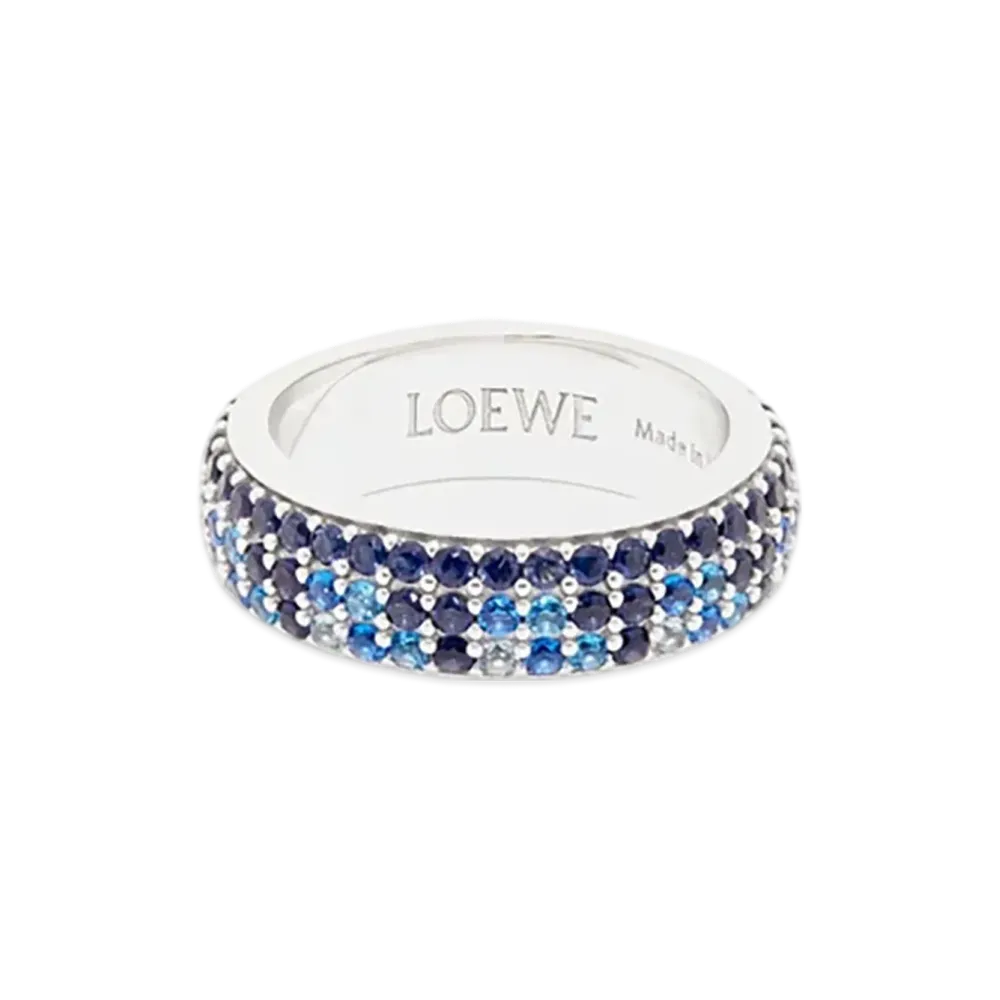LOEWE Pave Thin Ring "Silver/Blue"