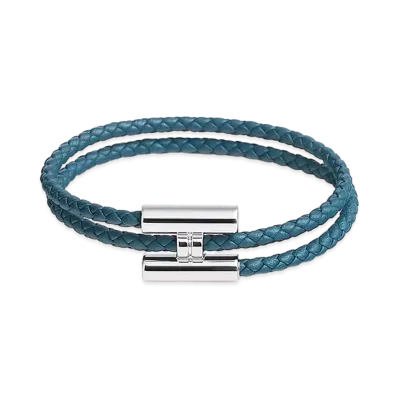 Hermes Tournis Tresse Bracelet "Bleu Jean"