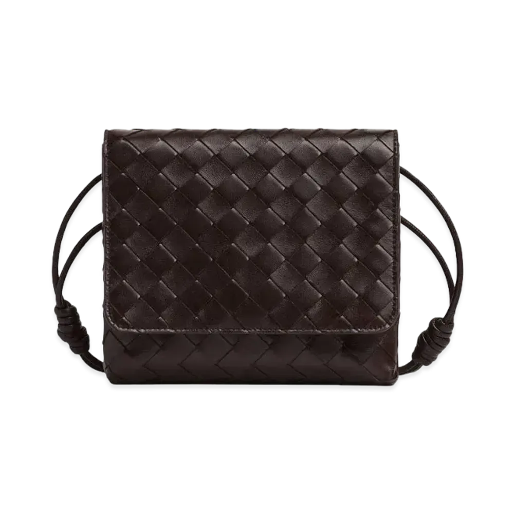 Bottega Veneta Intrecciato Woven Mini Crossbody Bag "Fondente"