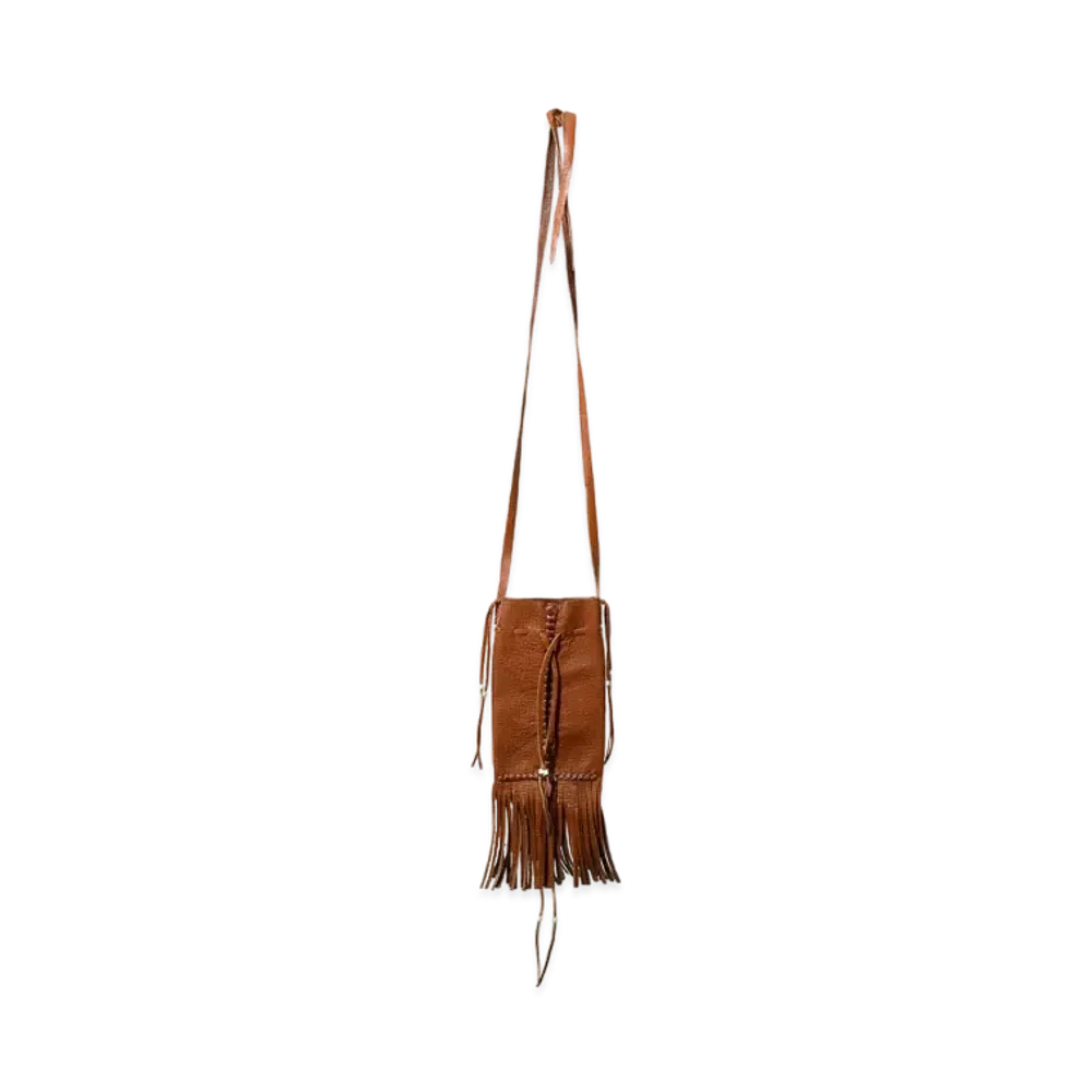 Needles x AMARILLO Fringed Neck Pouch - Deerskin "Brown/White"